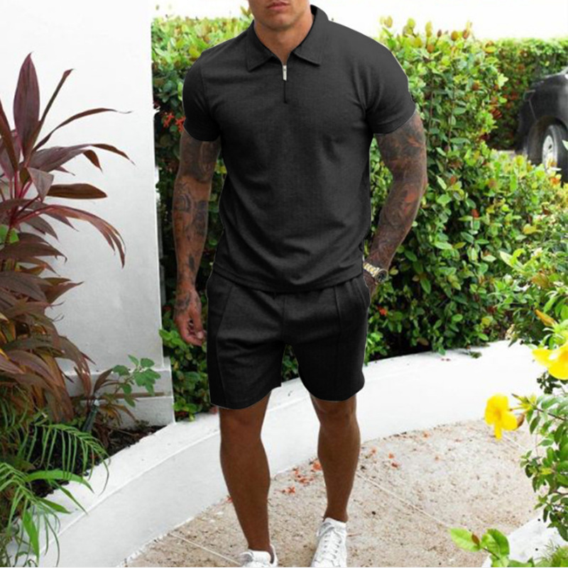 2024 Sommer Neues lässiges Kurzarm-T-Shirt mit schmaler Passform und Shorts für Herren, zweiteiliges Set_voghion.com