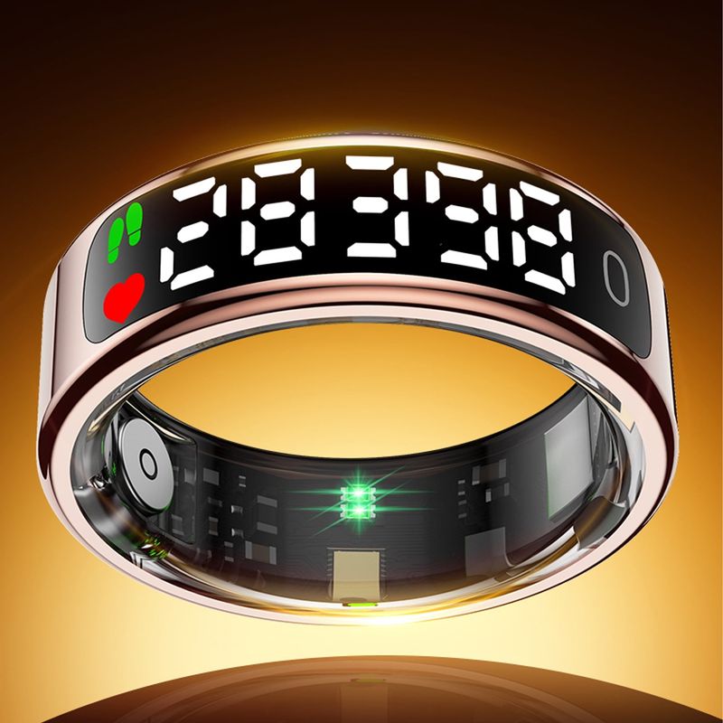 2025 Ultra-Thin Smart Ring – Sleep Tracking, Gesture Control & Fitness Tracker For Men & Women 5ATM Waterproof, Android/iPhone Compatible, Size 8_voghion.com