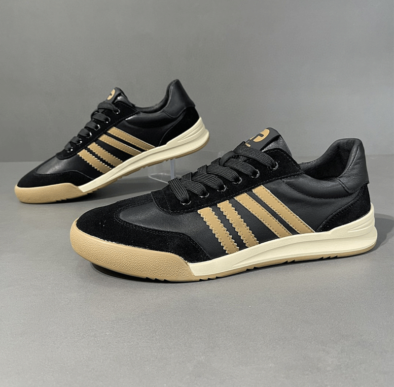 Forret Gump trendiger Port Running, Freizeitschuh aus echtem Leder mit Farbblockierung, flache deutsche Trainingsschuh, Herren_voghion.com