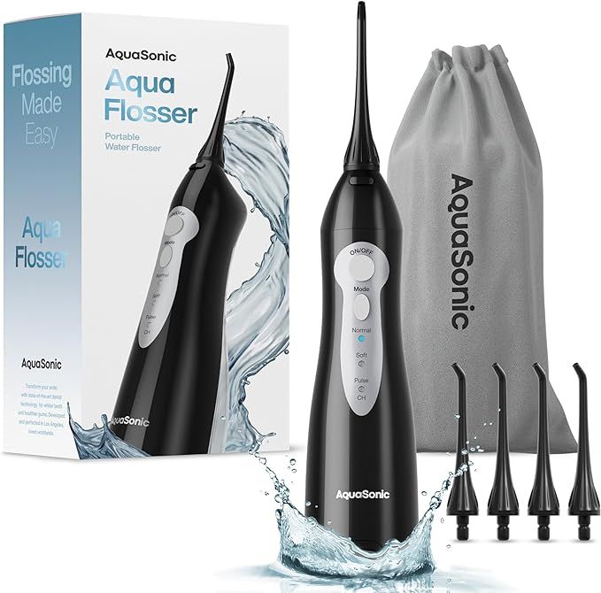 Aquasonic Aqua Professional Rechargeable Water Flosser with 4 Tips Oral Irrigator w/ 3 Modes_voghion.com