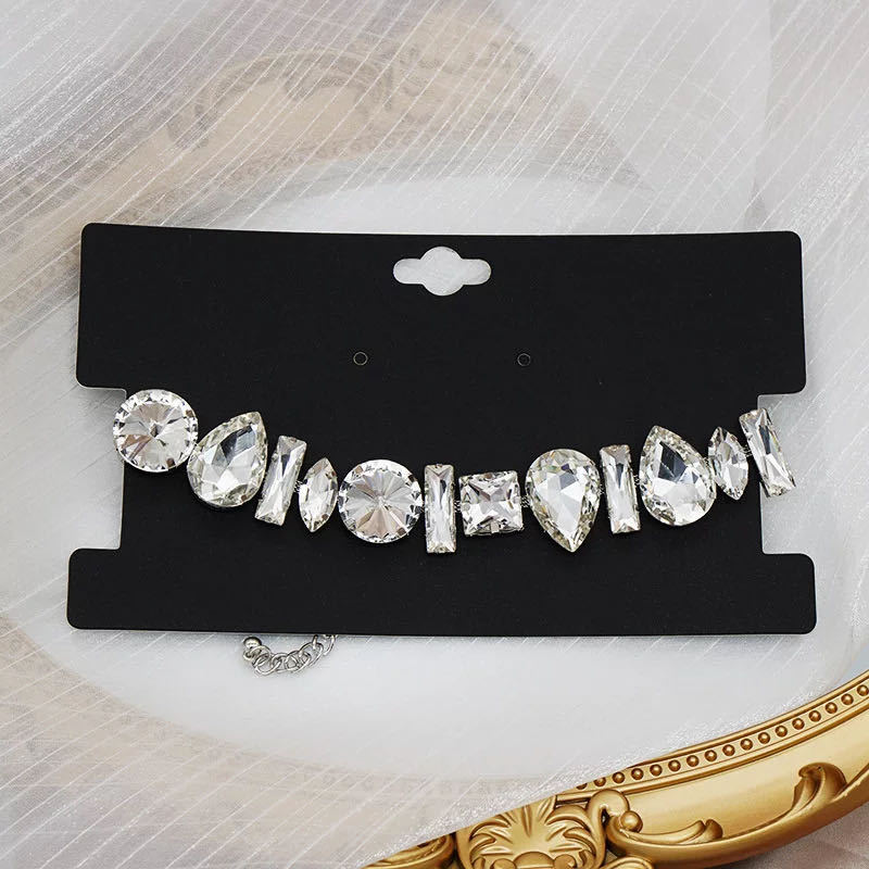 Designer's Small Clear High Grade Water Diamond Chain Necklace with Cool Style Metal Thick Neckchain Personal_voghion.com