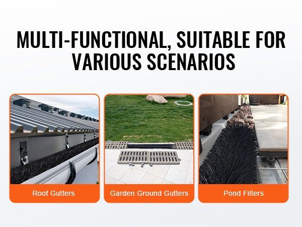 VEVOR Gutter Brush, 30 Feet Total Length 4.33 Inch Diameter Gutter Cleaning Tools, Ground-Level Gutter Brush Leaf Guard For 5 Inch Gutters, Easily Clear Roof Leaves And Debris, 10 Pack_voghion.com