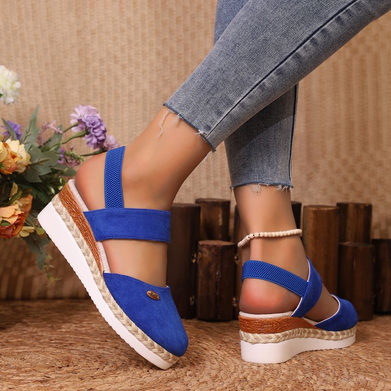 Women's Shoes large size open toe sandals with wedge heels and thick soles elastic slip on fashion sandals _voghion.com