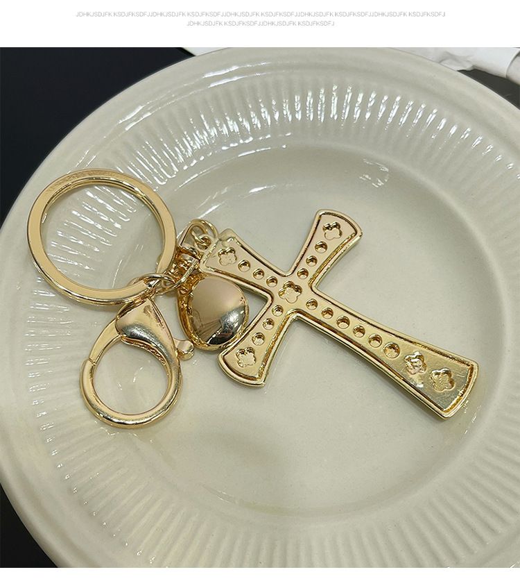 Trendy Neue Personalisierte Volle Diamant Kreuz Form Auto Keychain Anhänger Mode Tasche Dekoration Geschenk_voghion.com