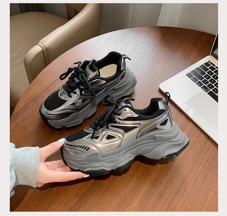 Dames fluwelen dikke sneakers, zwarte platform casual schoenen, dikke zool, hoogteverhogende sneakers voor wandelen en sporten_voghion.com