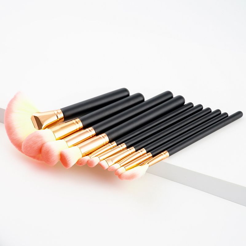 10 pcs makeup brushes makeup tools set large fan brush wooden handle (7 colors in total GUJHUI_voghion.com