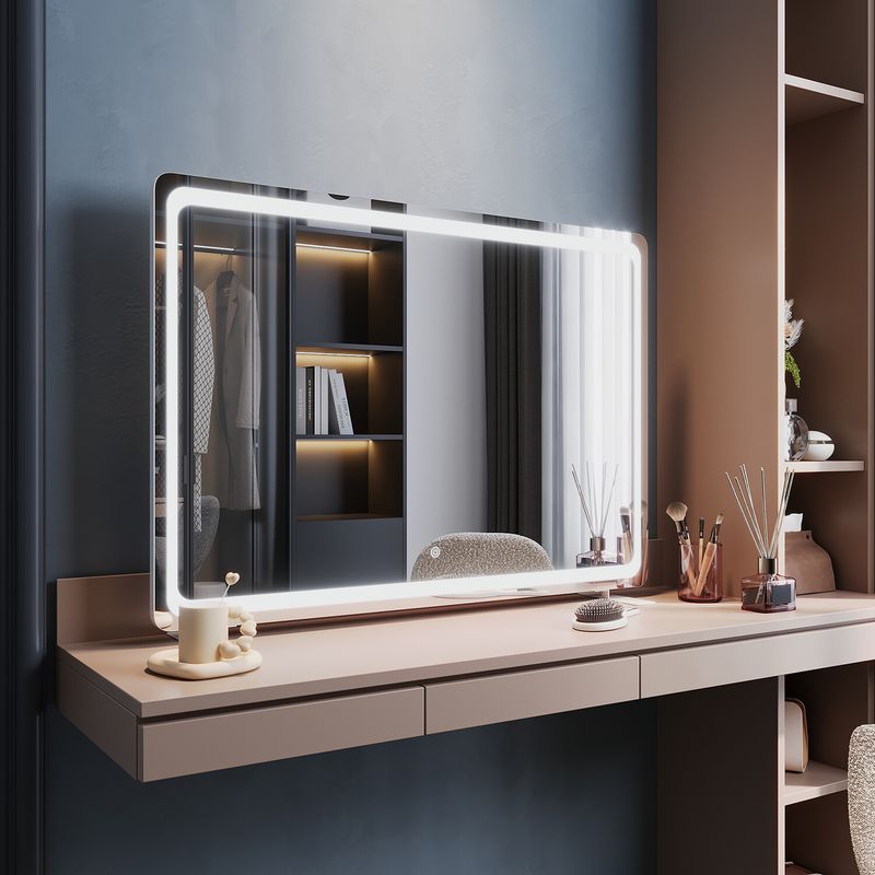 Luxury Vanity Set Mirror Adjustable LED Lights With Wall Hanging Dressing Table_voghion.com