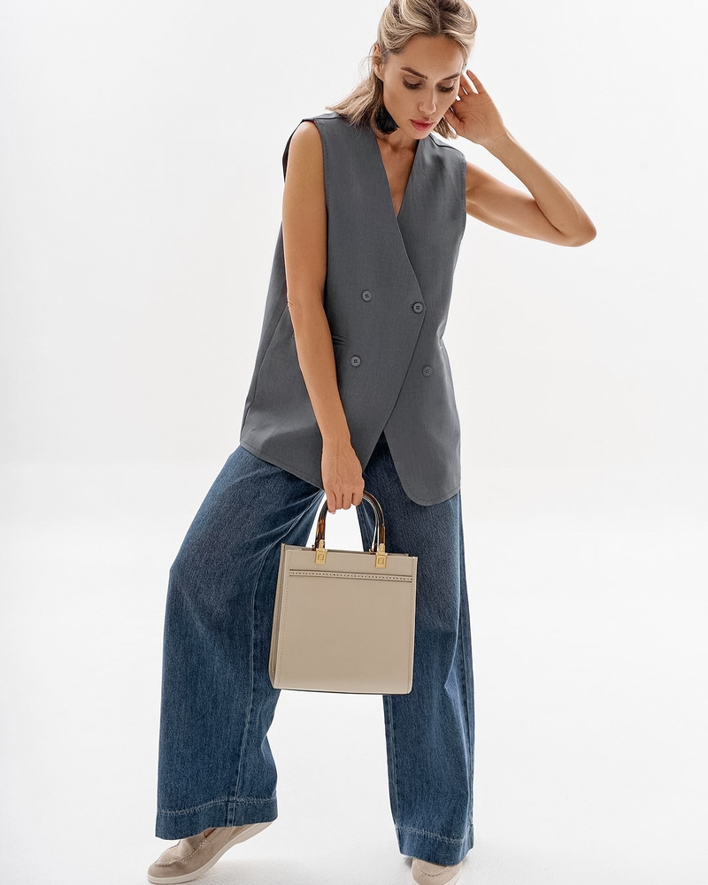 Gilet di senso di alta qualità grigio moda femminile all'esterno_voghion.com