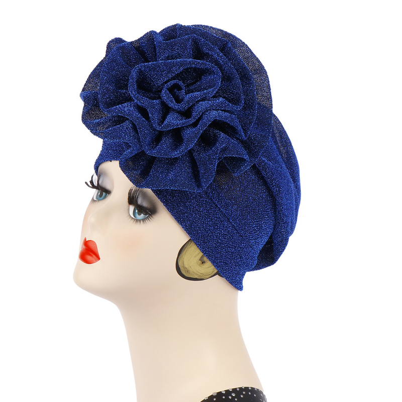 Bright Silk Flower Turban Hat Extra Large Flower Turban Hat Muslim Hidden Hair Baotou Hat_voghion.com