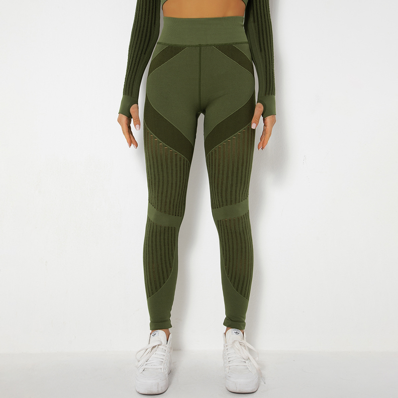 Women's Knitted Quick-drying Hollow Yoga Fitness Pants High Waist Hip Tight Sports Yoga Pants In Stock_voghion.com