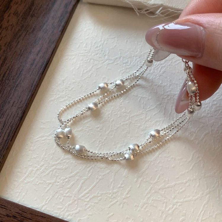 S Dreilagiges Stapelarmband aus reinem Silber mit runden Perlen für Damen, Nischen-High-End-Sinn, leicht, einzigartige Persönlichkeit,_voghion.com
