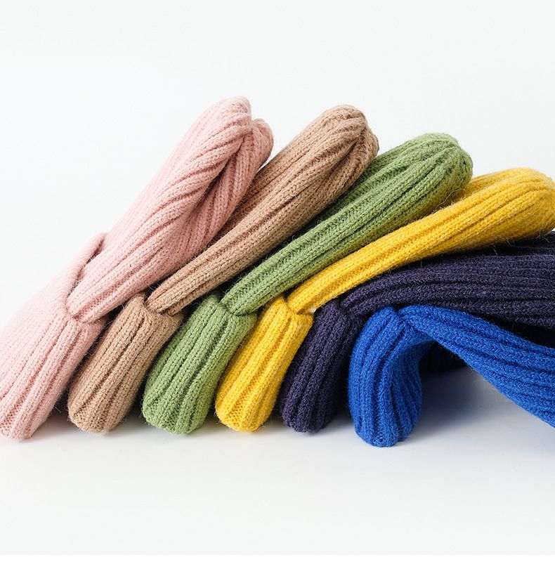 Versatile Candy Color Rabbit Fur Knitted Women's Autumn Winter Korean Style Number Patch Pullover Warm Wool Hat_voghion.com