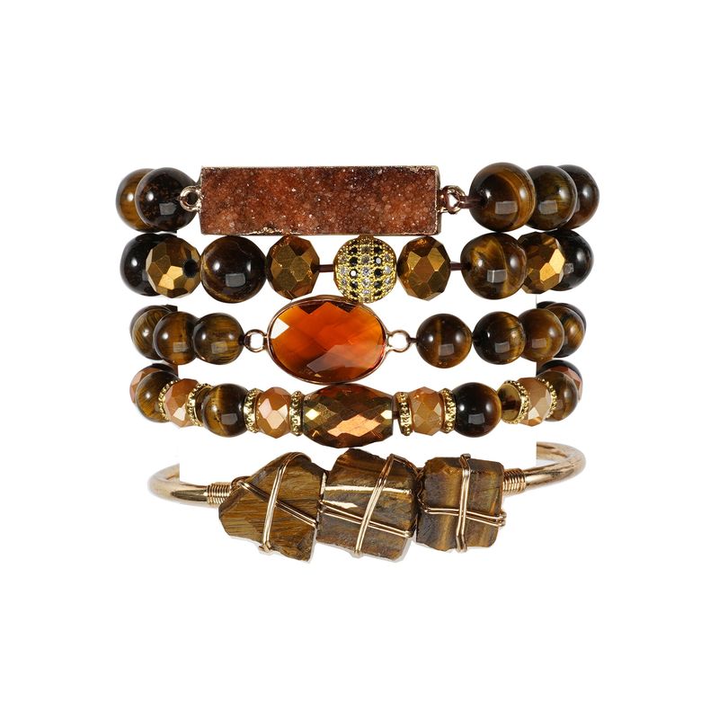 Populaire Bohemian Stapel Stijl Armband Natuurlijke Amethist Tijgeroog Steen Set Dames Armband_voghion.com