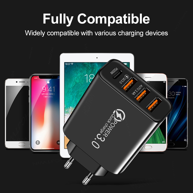 Nieuwe 3USB+PD Type-c mobiele oplader met meerdere USB-interface reisoplaadkop_voghion.com