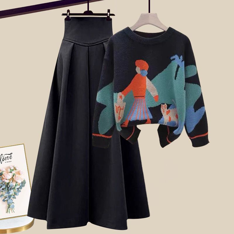 Abbigliamento donna completi invernali da donna, top larghi in due pezzi, gonne eleganti e attillate, completi in due pezzi_voghion.com