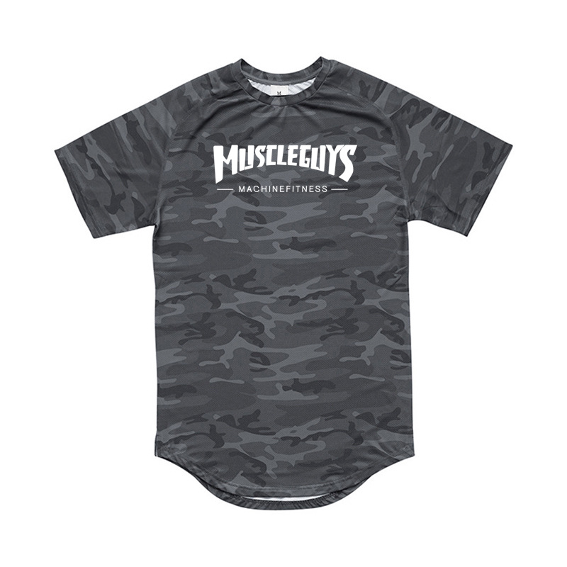 Men's fitness quick-drying camouflage short-sleeved recreational running training clothes_voghion.com