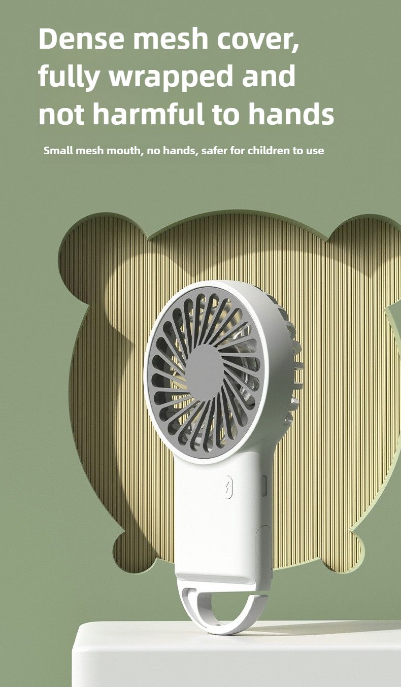 Faltbarer, über USB wiederaufladbarer Mini-Handventilator mit Cartoon-Design und Haken für Bergsteigen, Outdoor, Zuhause und Büro_voghion.com