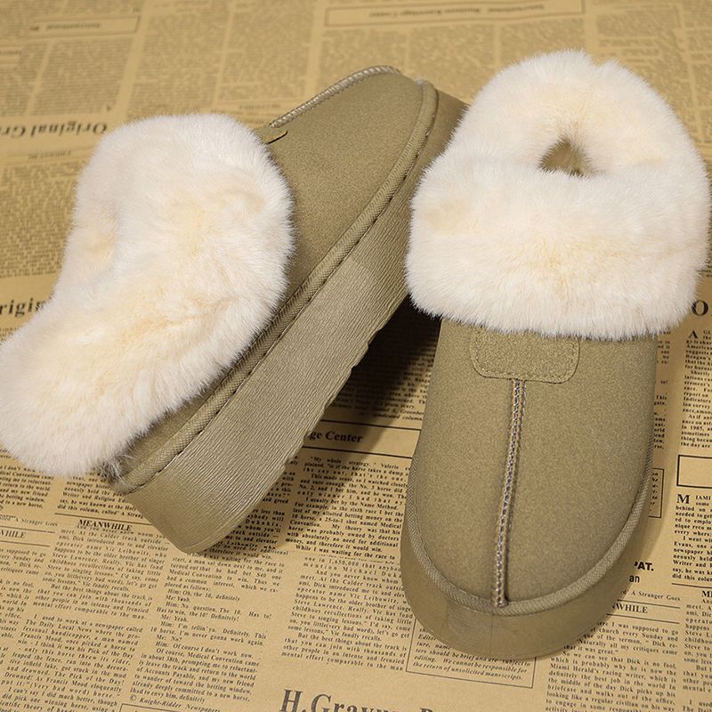 Botas de neve femininas plataforma com bico arredondado forrado com pelúcia_voghion.com