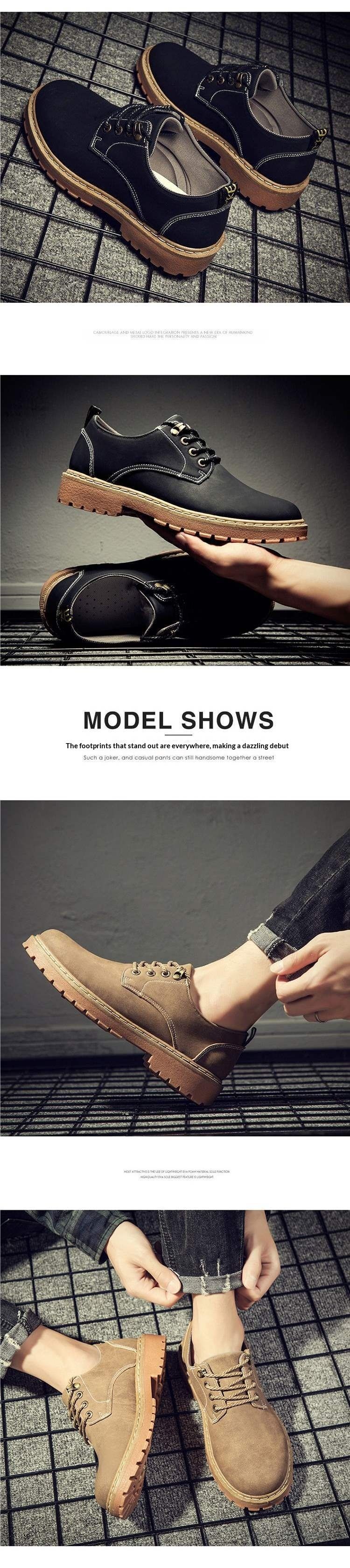 Bottes de travail basses en cuir style britannique WalkPrime pour homme, modèle Martin Chef Trendy Shoes, automne, grandes pointures._voghion.com