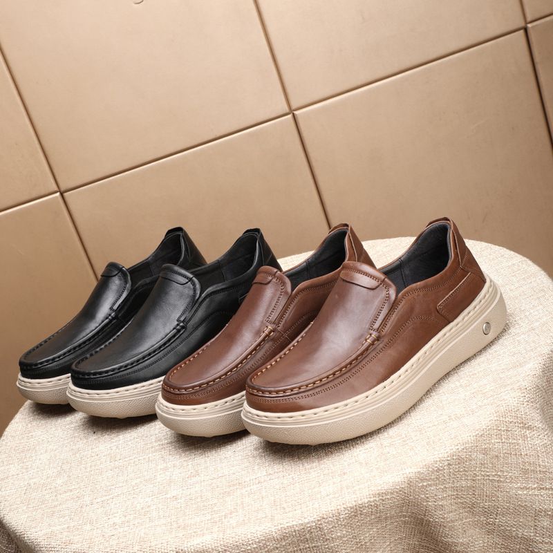 ShoeVault Oberschicht aus Rindsleder, lässig, breite Version, Slip-On, höhenverstellbar, dicke Sohle, leicht, bequem, online, Herrenschuhe_voghion.com