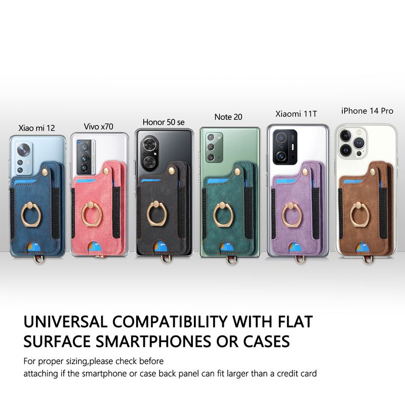TechGlobe Hot Selling Retro Solid Color Phone Case RFID Anti-Theft Swipe Card Slot PU Wallet With Hand Strap And Ring Holder_voghion.com