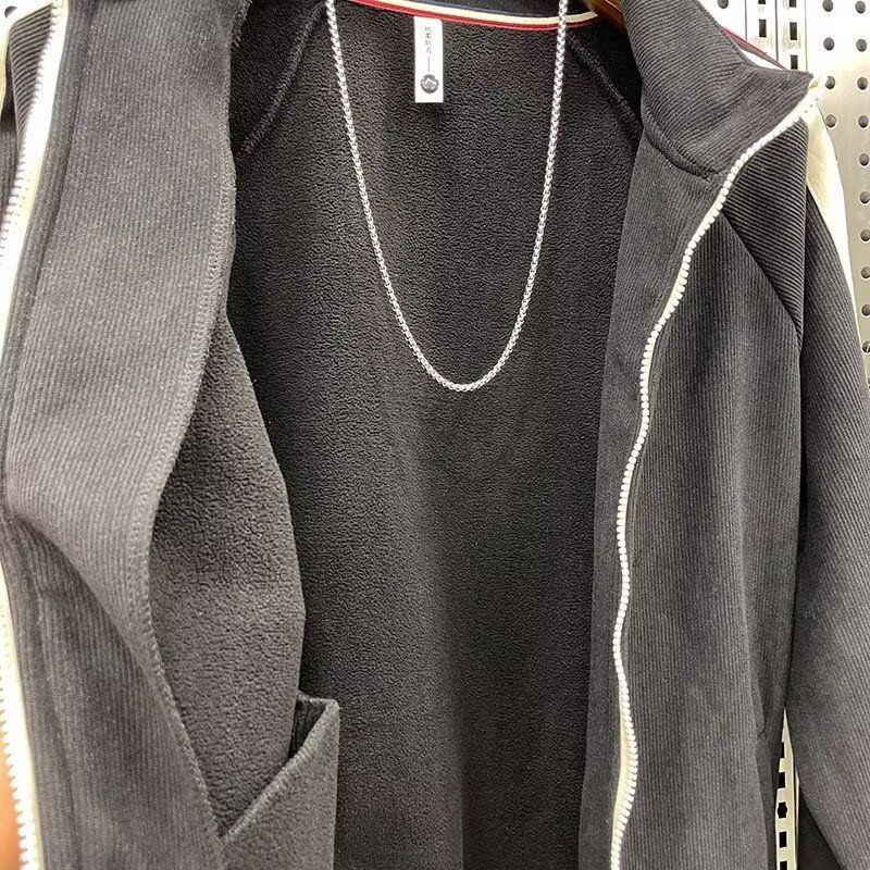 Herrenbekleidung Herbst-Winter-Sweatpants-Set mit Fleecefutter – Langarm-Jogginghose ohne Kapuze für Freizeit und Sport (Khaki/Schwarz, M-3XL)_voghion.com