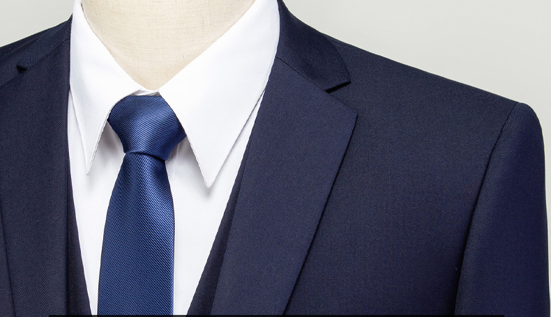 Traje de negocios, vestimenta formal profesional, traje de versión coreana para hombre, conjunto de tres piezas de corte entallado, padrino y novio._voghion.com