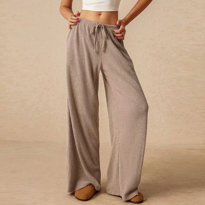 Damenhose mit hoher Taille, schlankmachender, einfarbiger, bodenlanger, weit geschnittener Hose, sonnenbeständig, atmungsaktiv, für viele Anlässe_voghion.com