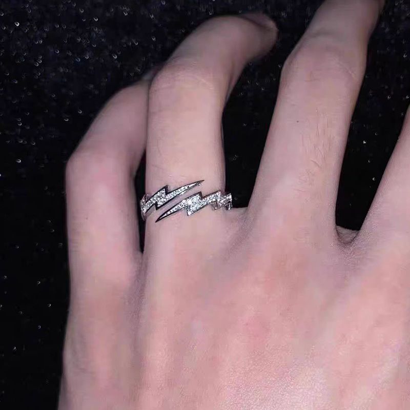 Men's Lightning Hip-Hop Adjustable Open Ring Niche Design Gift For Best Friend Girlfriend Trendy Couple New Style_voghion.com
