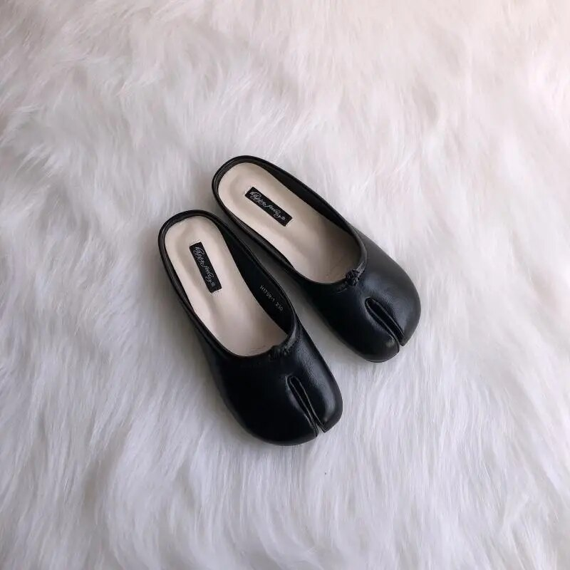Pantofi Tabi Ninja pentru femei, din piele microfibră, confortabili, cu vârf despicat, cu fund moale, mocasini, slip, trotter pentru femei_voghion.com