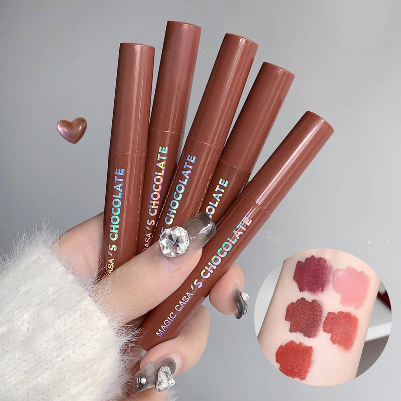 Schokolade Lip Glaze fünf Sätze Nebel matt Studentin Streicheleinheiten eins fünf_voghion.com