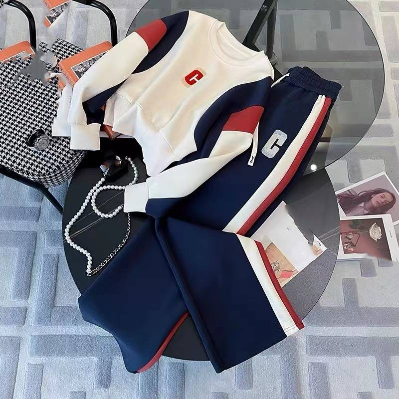 Damkläder mode tunn kontrastfärg fritid sport kostym _voghion.com