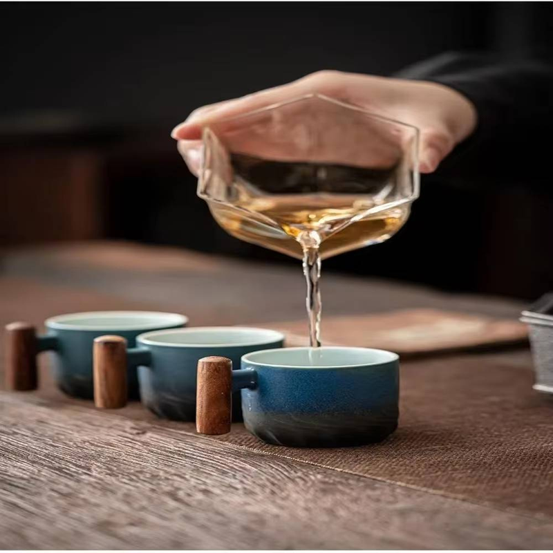 Ceramic Retro Coffee Cup Office Home Water Cup Wooden Handle Coffee Cup Handmade Tea Coffee Cup_voghion.com
