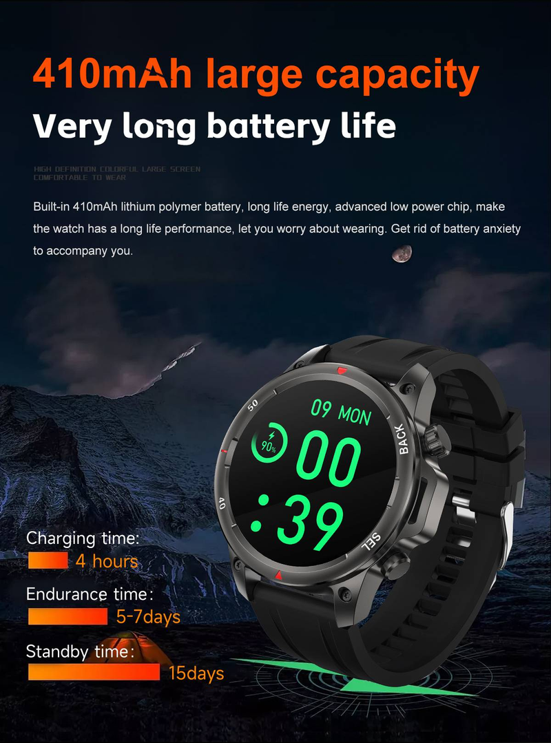 2024 Neue Outdoor-Militär-Smartwatch DK68 für Männer mit NFC-Zugangskontrolle, Entsperren von Bluetooth-Funkanrufen, Gesundheit, Sport, Frauen_voghion.com