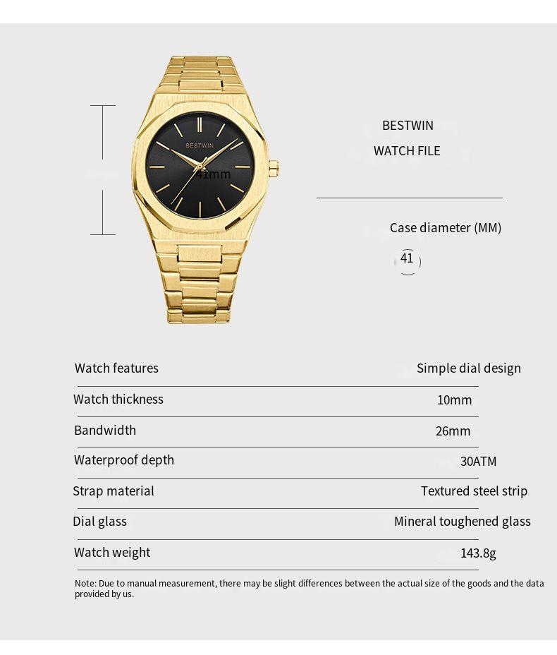 Reloj de hombre resistente al agua de cuarzo con mariposa y doble cierre._voghion.com