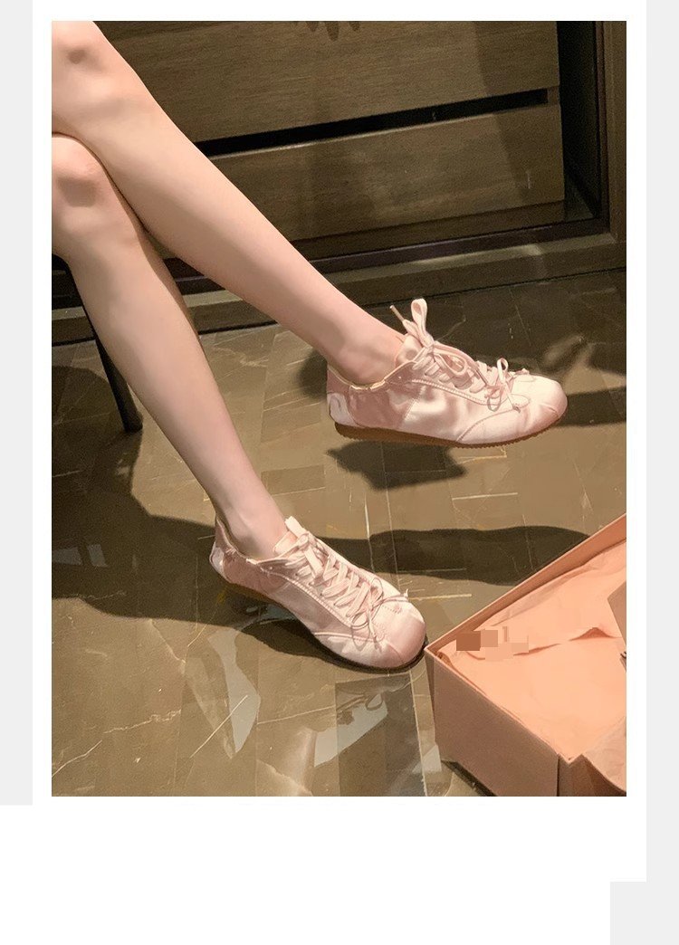 Schaffell Version Ballett Stil Süße Mädchen Runde Kopf Satin Sport Schuhe Bogen Freizeit_voghion.com