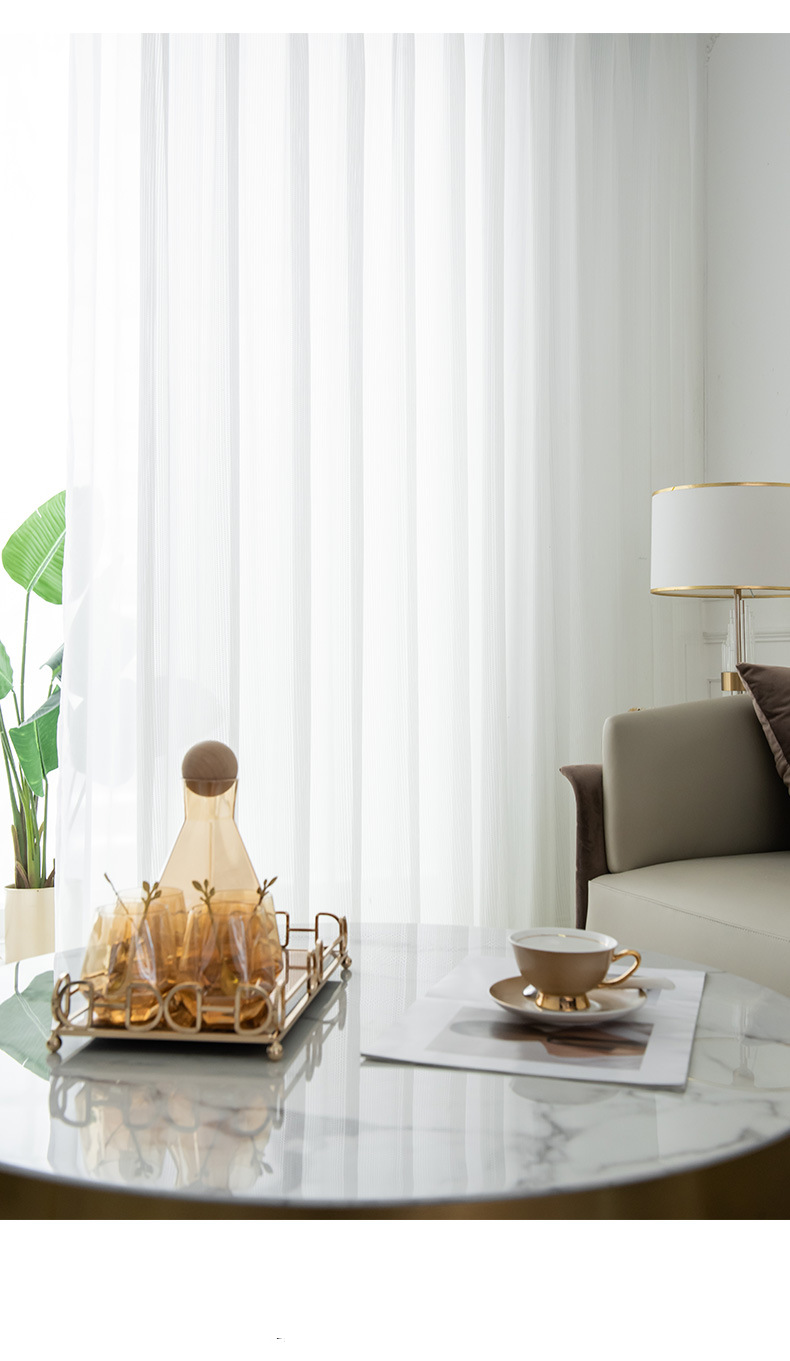 Rideaux en polyester transparent – Rideaux de fenêtre semi-transparents (80 % polyester, filtrage de la lumière, protection de la vie privée, plusieurs styles de suspension)_voghion.com