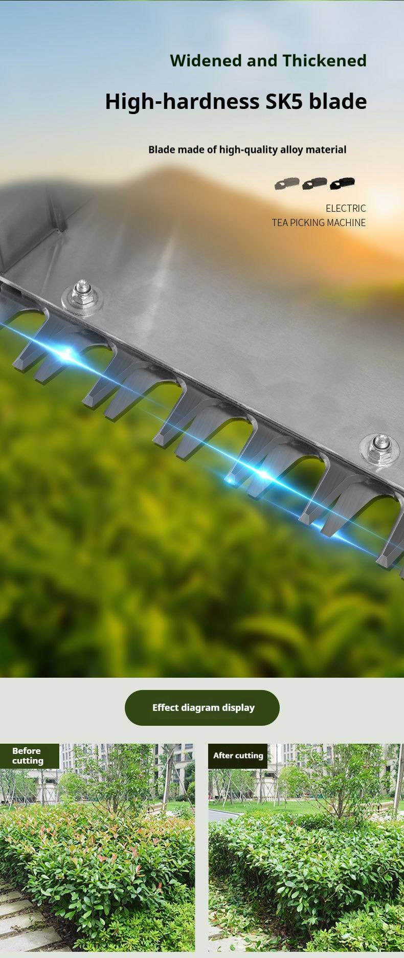 Draadloze theeplukmachine, lichtgewicht elektrische theebladplukker met lithiumbatterij, draagbare heggenschaar voor tuinieren, parken en doe-het-zelf_voghion.com