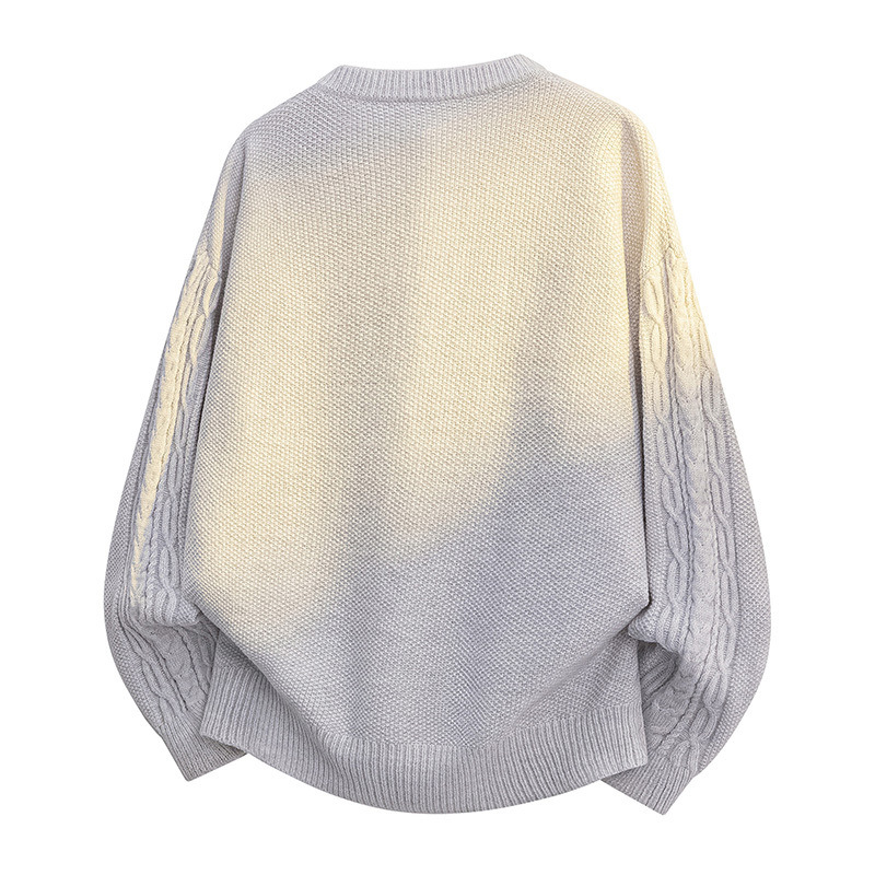 Kabelgebreide unisex trui – getextureerde ronde hals trui (M-3XL, 4 zachte tinten)_voghion.com