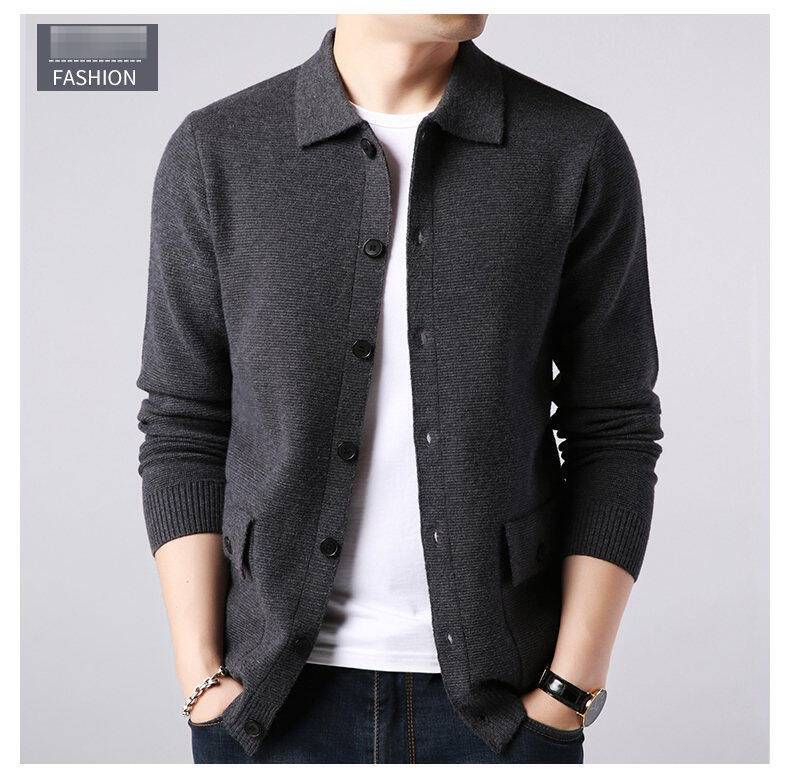 Men's Knit Cardigan Sweater Casual Lightweight Open Front Jacket For Spring Autumn (Grey, Black, Red, Camel) – Slim Fit, Long Sleeve, Soft Fabric_voghion.com