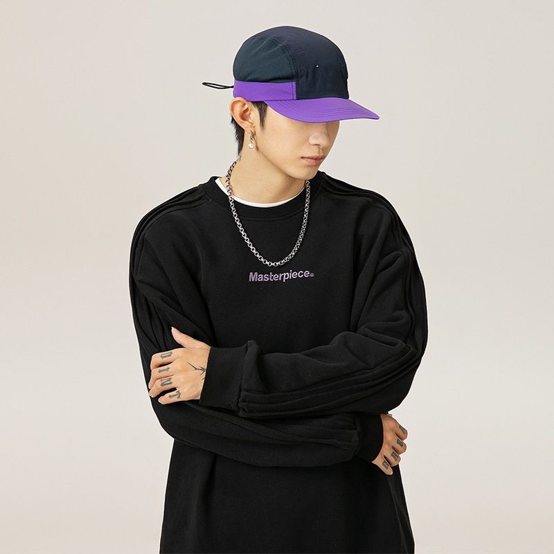 Heavyweight Crewneck Sweatshirt – Unisex Oversized Drop-Shoulder Tee With Detachable Sleeve Panels (M-XXL, Black/Sage Green/Beige, 54% Cotton Blend)_voghion.com