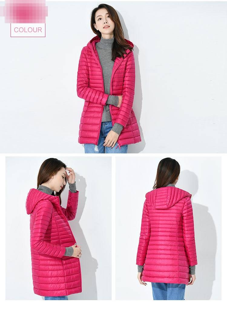 Women's Lightweight Down Jacket - Slim Fit Mid-Length Winter Coat With White Duck Feather, Stylish & Warm For Everyday Wear_voghion.com