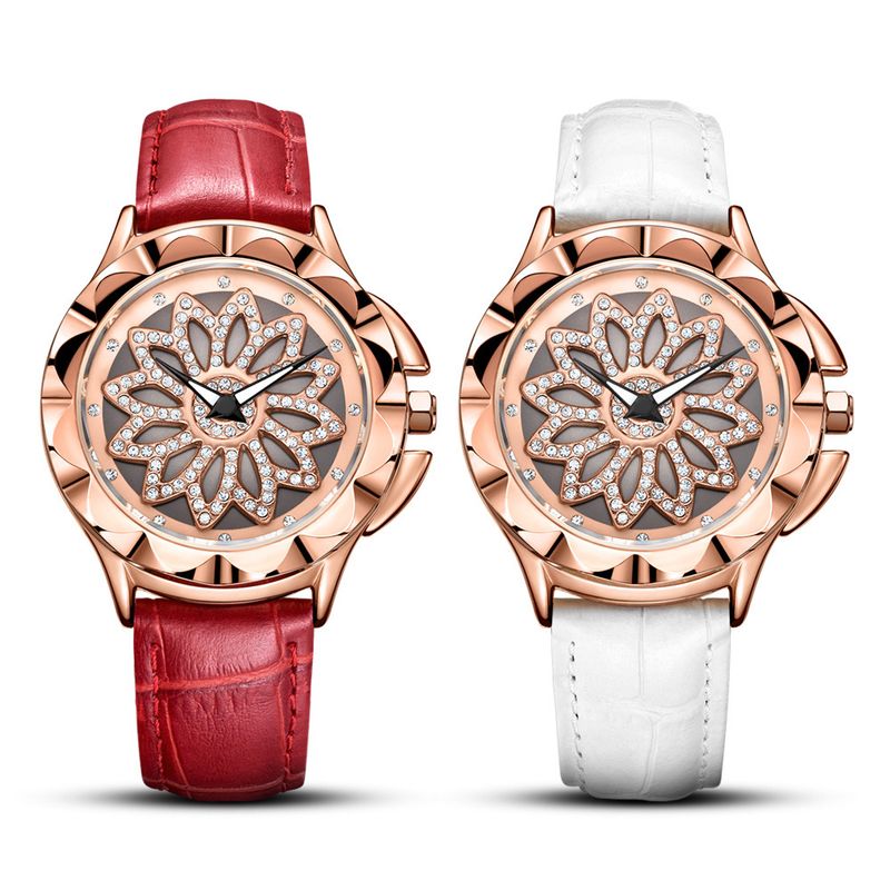 MEGIR Women's Fashion Watch With Rhinestones & Luminous Hands - Waterproof Quartz Watch For Casual Wear (White/Red)_voghion.com