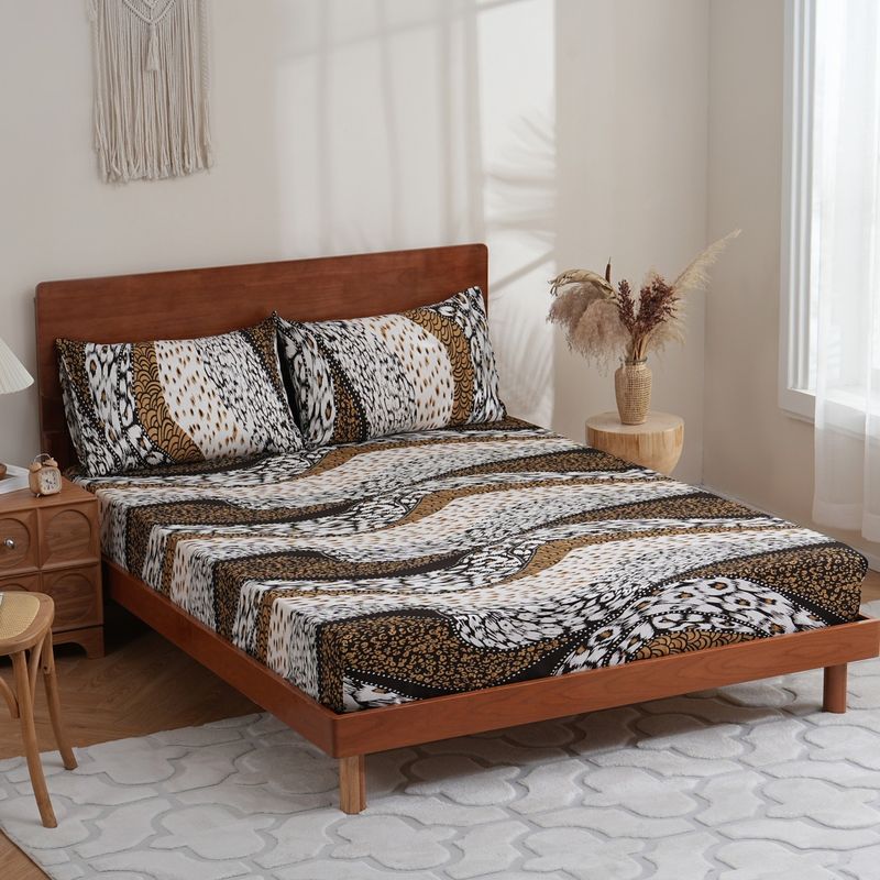 Leopard Tiger Tier Bettlaken Polyester Hautfreundliches Bett Spannbettlaken Matratzenschoner Spannbettlaken_voghion.com