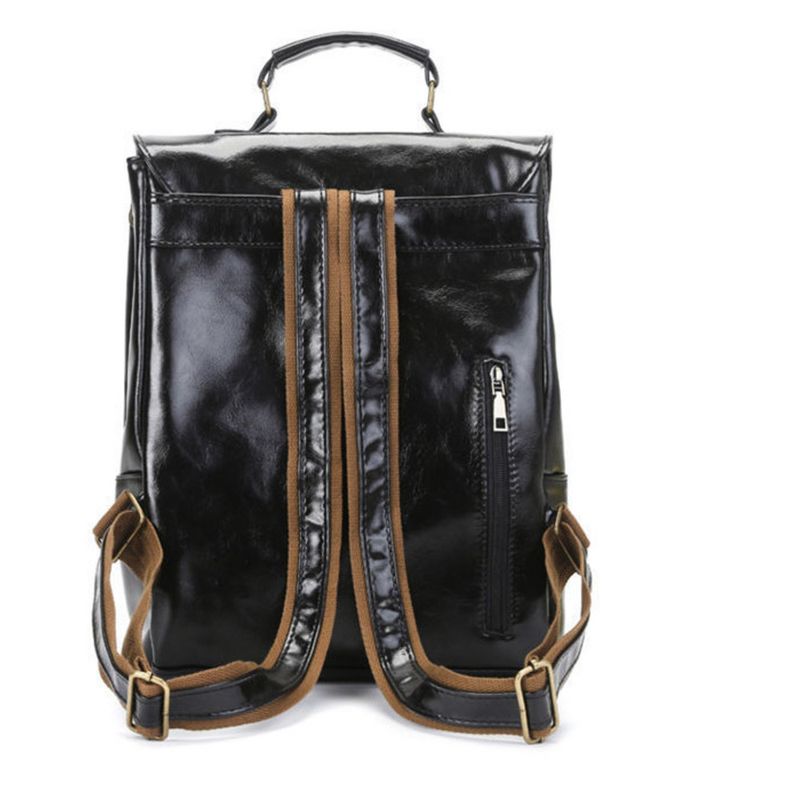 Mochila universitaria multifuncional pequeña de cuero sintético para hombre, moderna y casual._voghion.com
