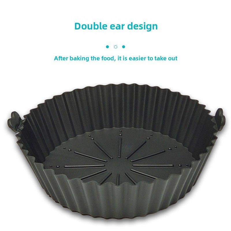 Round air fryer silicone baking pan Household hair cake mold High temperature resistance Thickened barbecue pan Colorful_voghion.com