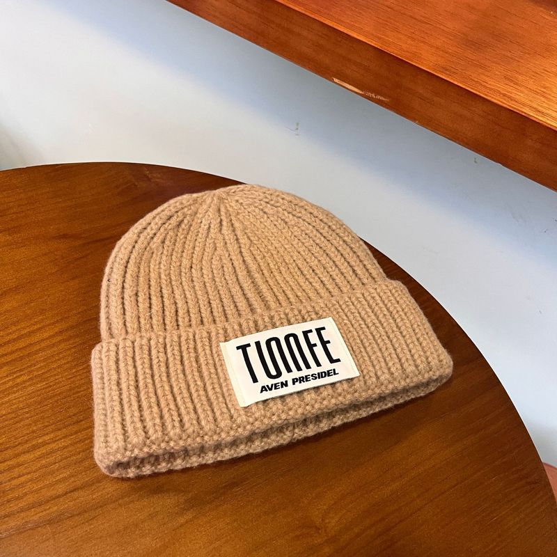 New Korean all match American style big letter patch wool hat for men and women niche style warm knitted cold hat street trend cool_voghion.com