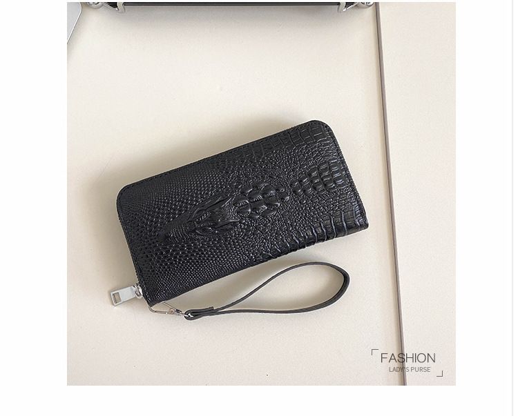 Bolsos para hombre, nuevo bolso de mano grande con estampado de cocodrilo, de un solo tirador, con múltiples ranuras para tarjetas y gran capacidad, con cremallera para teléfono móvil, moderno._voghion.com