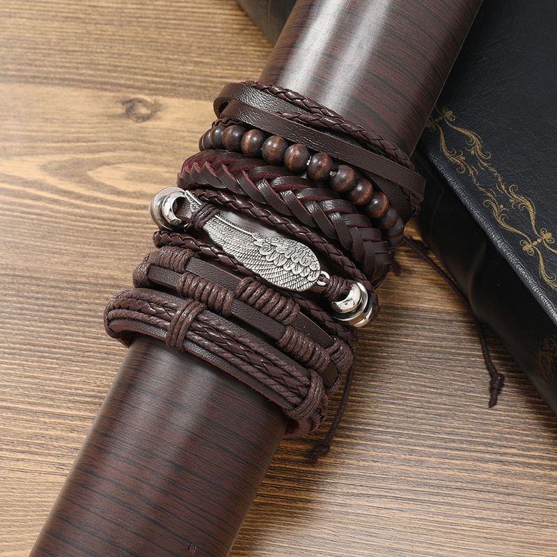 Nuovo set combinato multistrato da uomo con bracciale in pelle e accessori in lega con ali_voghion.com