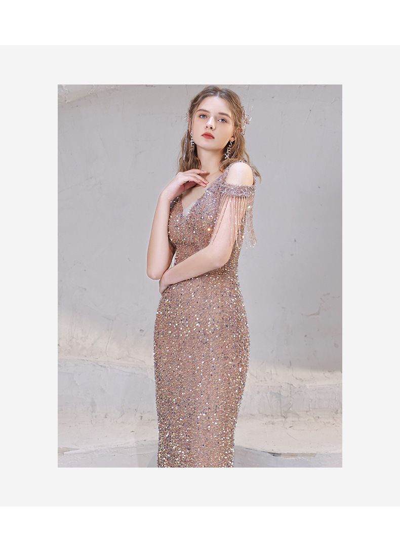 Kadın Giyim Yeni Sonbahar Ziyafet Mizaç Seksi Balık Kuyruğu Sosyetik Ev Sahibi Akşam Elbisesi_voghion.com